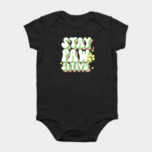 Retro Stay Pawsitive Dog Paw Baby Bodysuit